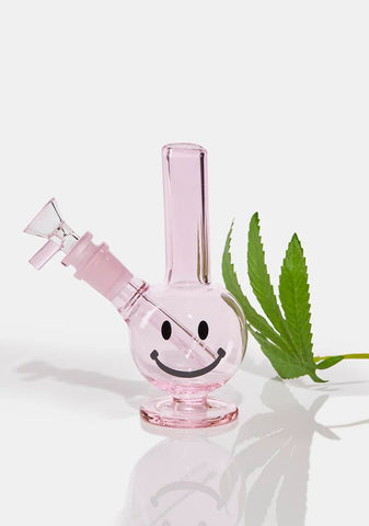 Pink Happy Face Mini Bong