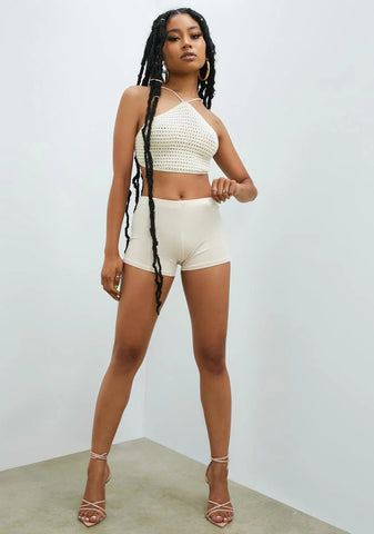 Latte Stand Too Close Crochet Halter Top