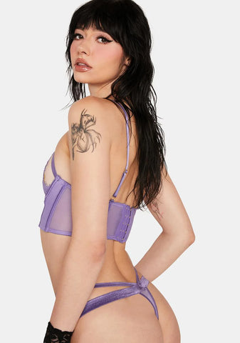 Lilac One On One Lace Bustier Lingerie Set