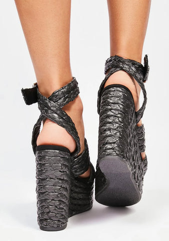 Black Gabbie Wedge Heels