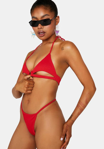 Red Cleo Cut Out Bikini Set