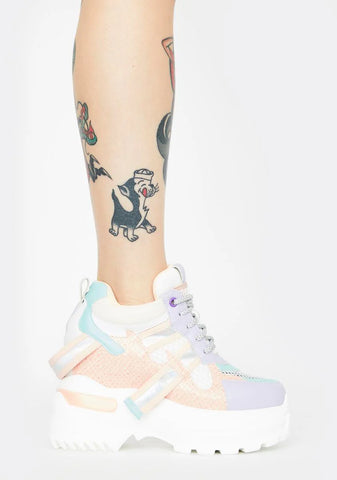 Pastel Rainbow Oval Platform Sneakers