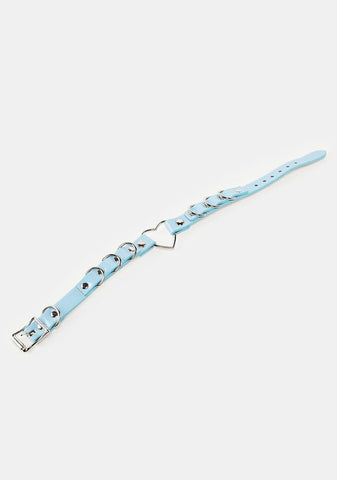 Light Blue Heart Ring Choker