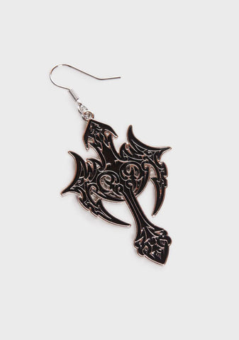 Kneel Before Me Cross Earrings