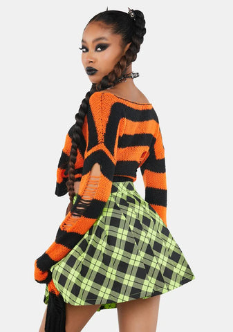Slime Haunted To Meet U Plaid Mini Skirt