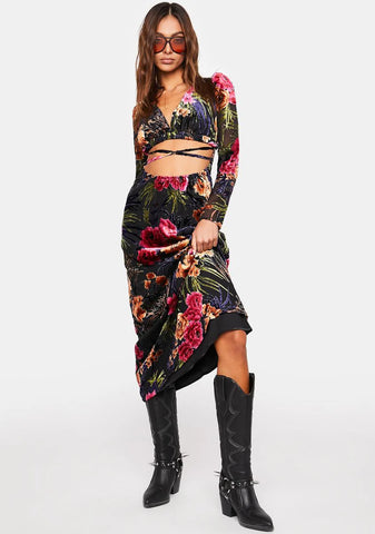 Cut Out Velvet Dress