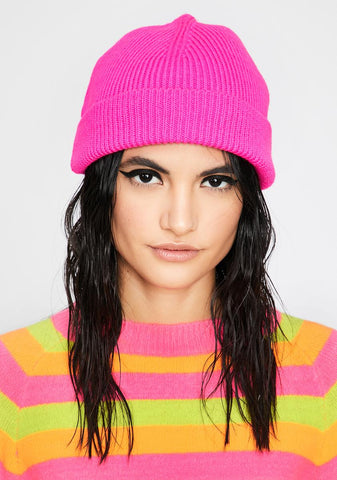 Sweet Color Shock Ribbed Beanie