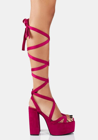 Magenta Up In The Air Wrap Heels