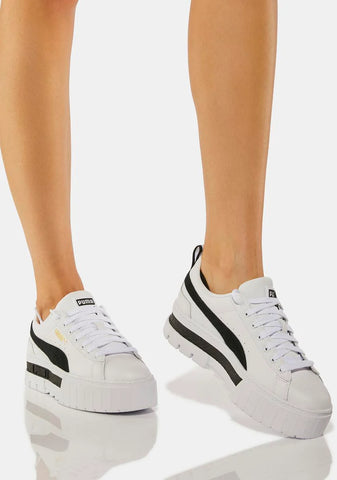 Mayze White Leather Platform Sneakers