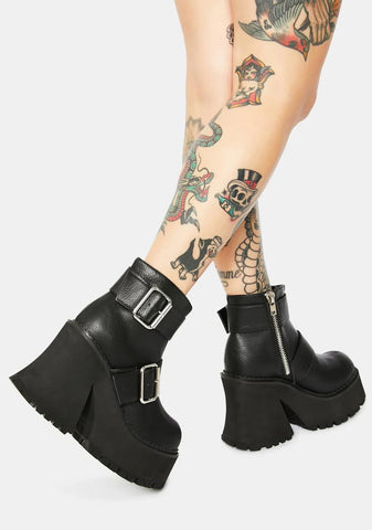 Stomper Buckle Platform Boots