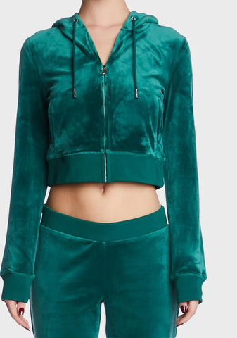Jade Green OG Big Bling Velour Hoodie