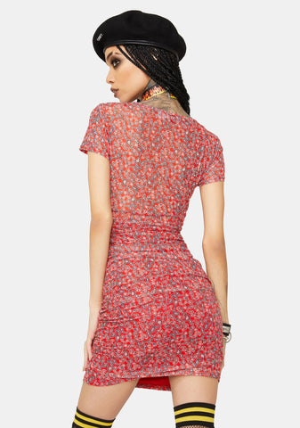 Tied Mesh Mini Dress