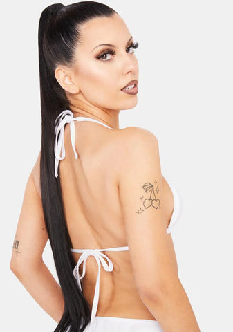 White Rhinestone Micro Triangle Bikini Top