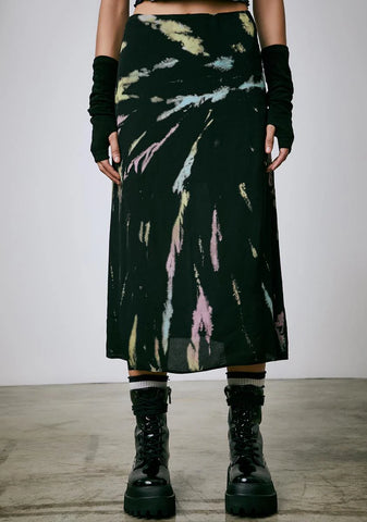 Twist Of Fate Tie Dye Midi Skirt