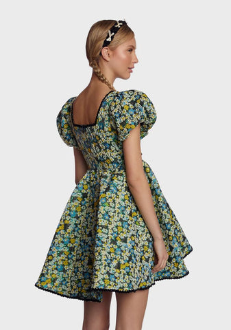 Bouquets Jacquard Mini Dress