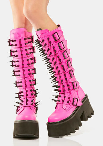 Sugar Coated Sins Spiked Knee High Boots