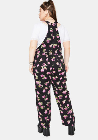 She's Lost In Yesterday Floral Overalls