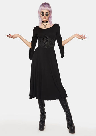 Round Neck Drip Sleeve Knit Dress