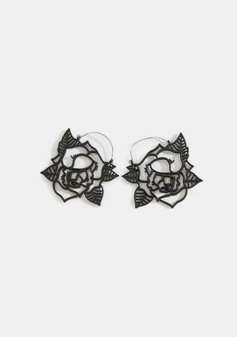Thorn By Thorn Tattoo Rose Earrings