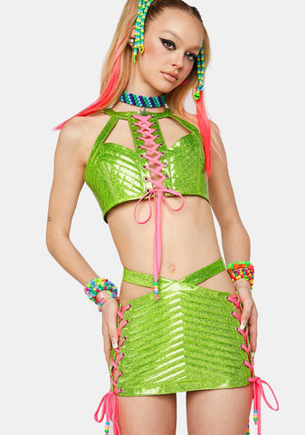 Toxic Rude Awakening Glitter Mini Skirt