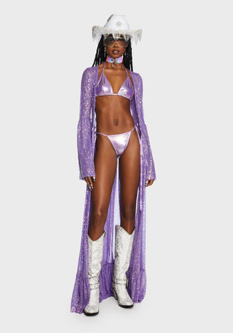 Lavender Siren Calling Metallic Bikini Set