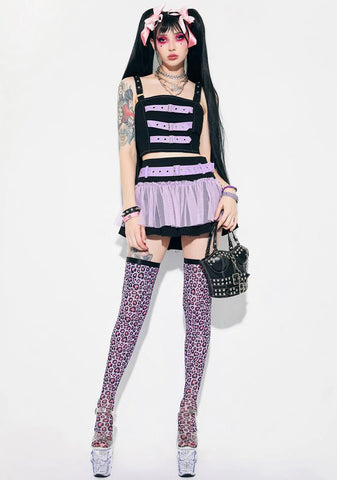 Str8 To Hell Buckle Mini Skirt