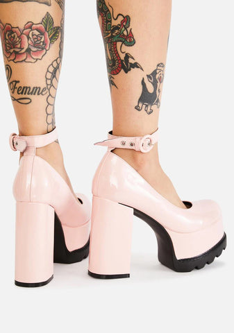 Hot Pink Evil Attraction Platform Mary Janes