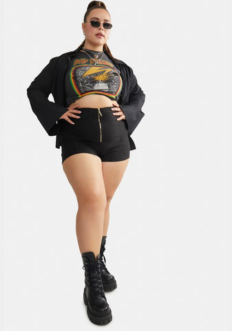 Honey No Worries Zip Up Hot Shorts