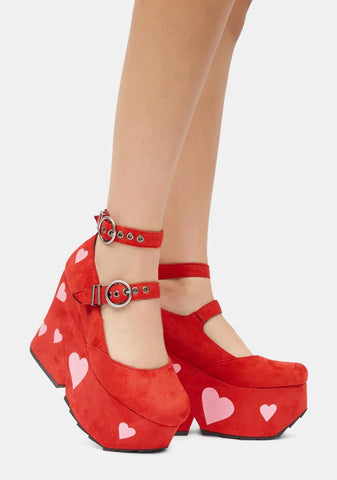 Red Melt My Heart Chunky Platform Heels
