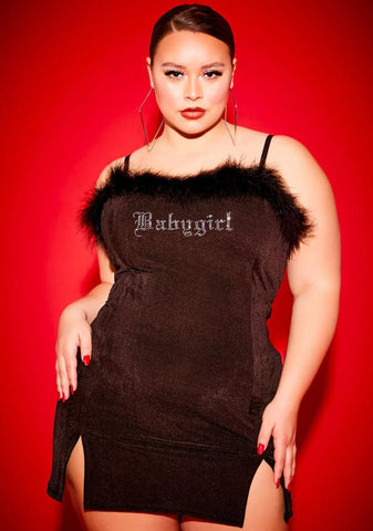 Miss Free Smoke Babygirl Boa Mini Dress