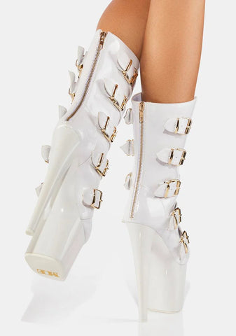 White VIP Platform Boots