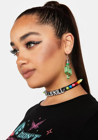 Green Light Up Cactus Earrings