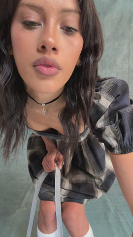 Moonlight Aura Plaid Babydoll Dress