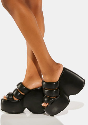 Black Winter Platform Sandals