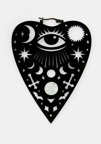 Mystical Ouija Planchette Hoop Earrings