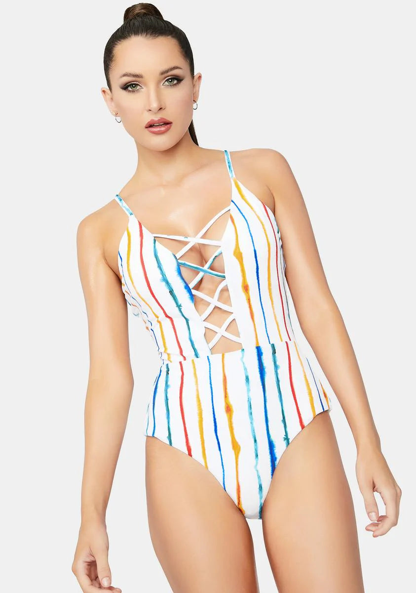 Watercolor Multi Stripe Bliss One-Piece Swimsuit