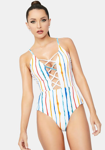 Watercolor Multi Stripe Bliss One-Piece Swimsuit