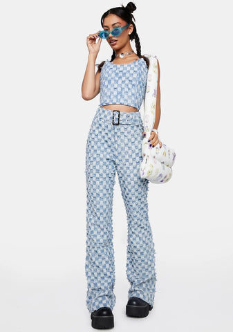 Bulletshot Frayed Denim Y2k Belted Jeans