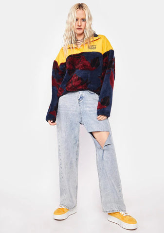 Navy Sativa Sherpa Fleece Pullover