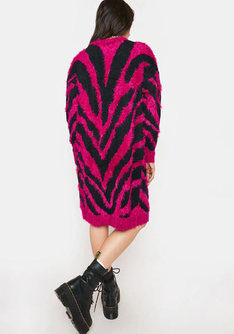 Zig Zagging Fuzzy Cardigan
