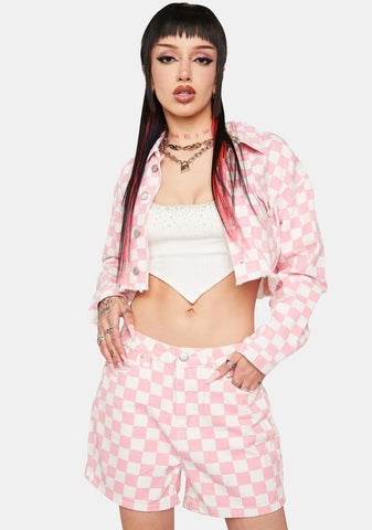 Up For A Challenge Checkered Shorts