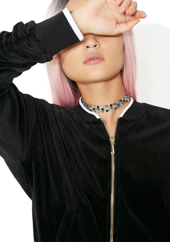 Velour Ruched Track Jacket