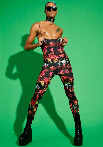 Stay Vibrant Flame Print Catsuit