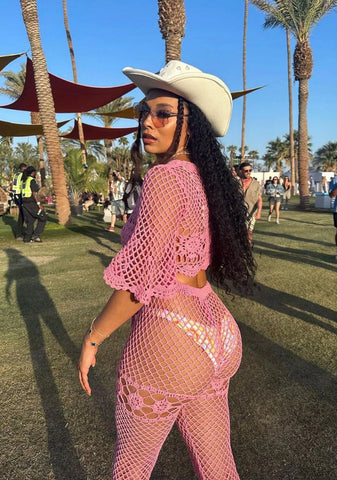 Dream Away Crochet Bell Bottoms Pink