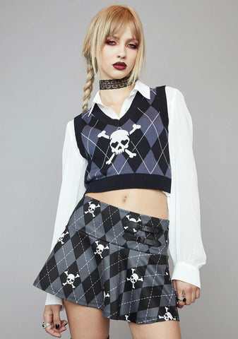 Uncharm School Argyle Mini Skirt