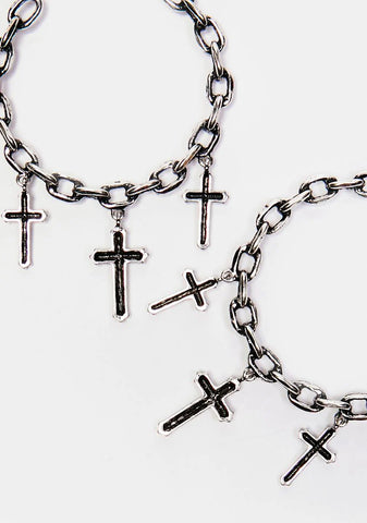 Holy Sacrifice Cross Hoop Earrings