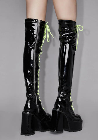 Electric Veins Thigh High Boots