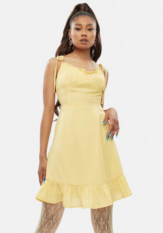 Sour No Promises Ruffle Tie Strap Mini Dress