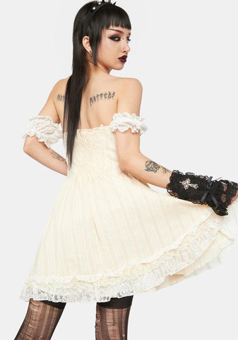 White Lace Up Corset Mini Dress