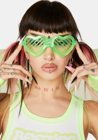 Neon Party Rockers Light Up Heart Glasses